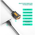 Ugreen USB 2.0 to RS-232 COM Port DB9 (M) Adapter Cable Gray 2m - Adapter