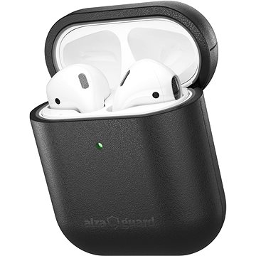 AlzaGuard Genuine Leather Case für AirPods 1. und 2. Generation schwarz