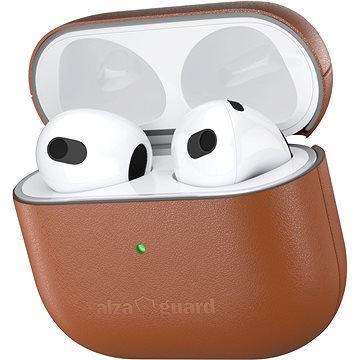 AlzaGuard Genuine Leather Case für AirPods 2021 sattelbraun