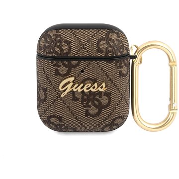 Guess 4G Script PC/PU Tasche für Apple Airpods 1/2 braun