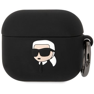 Karl Lagerfeld 3D Logo NFT Karl Head Silikoncover für Airpods 3 - Schwarz