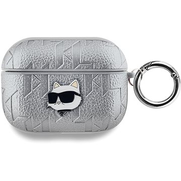 Karl Lagerfeld PU Embossed Choupette Head Hülle für AirPods Pro Silver