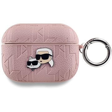 Karl Lagerfeld PU Embossed Karl and Choupette Heads Hülle für AirPods Pro Pink