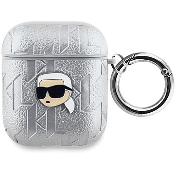 Karl Lagerfeld PU Embossed Karl Head Hülle für AirPods 1/2 Silver