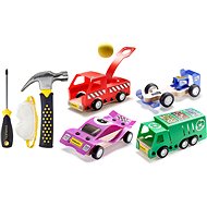 Stanley Jr. U001-K04-T03-SY Set mit 4 Spielzeugautos, Schraubendreher und Hammer. - Kinderwerkzeug
