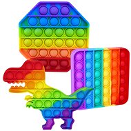 Pop it - 3er Set mit Dinosaurier, Achteck und Quadrat - regenbogenfarben - Pop it