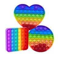 Pop it - 3er Set aus Quadrat, Herz und Kreis - regenbogenfarben - Pop it