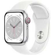 Apple Watch Series 8 41mm Cellular mit Aluminiumgehäuse in Silber und weißem Sportarmband - Smartwatch