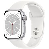 Apple Watch Series 8 41mm Aluminiumgehäuse Silber mit weißem Sportarmband - Smartwatch