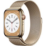 Apple Watch Series 8 45mm Cellular Edelstahlgehäuse Gold mit Milanaise-Armband in Gold - Smartwatch