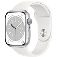 Apple Watch Series 8 45mm Aluminiumgehäuse Silber mit weißem Sportarmband - Smartwatch