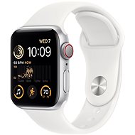 Apple Watch SE (2022) 40mm Cellular Aluminiumgehäuse Silber mit weißem Sportarmband - Smartwatch