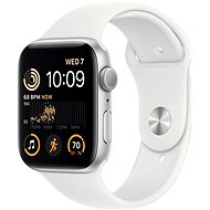 Apple Watch SE (2022) 44mm Aluminiumgehäuse Silber mit Sportarmband Weiß - Smartwatch