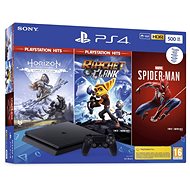 PlayStation 4 Slim 500GB + 3 Spiele (Spiderman, Horizon Zero Dawn, Ratchet and Clank) - Spielekonsole