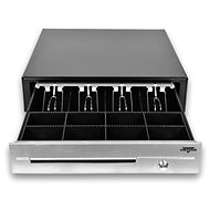 Virtuos Kassenschublade C430D mit Kabel, Metallbügel, Edelstahlplatte, 9-24V, schwarz - Kassenschublade