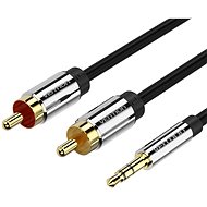 Vention 3.5 mm Jack Male to 2x RCA Male Audio Cable 2m Black Metal Type - Audio-Kabel