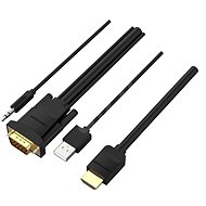 Vention HDMI to VGA Cable with Audio Output & USB Power Supply 1.5m Black - Videokabel