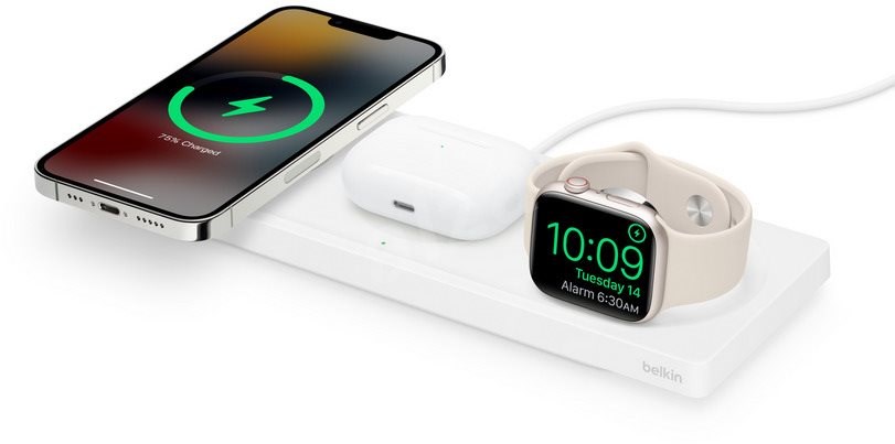 Belkin BOOST CHARGE PRO MagSafe 3in1 Drahtlose Ladung für iPhone/Apple Watch/AirPods, Weiß ...