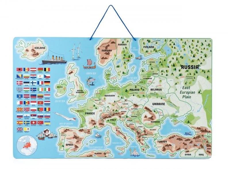 Woody Magnetische Karte von Europa, Brettspiel 3in1 auf Englisch