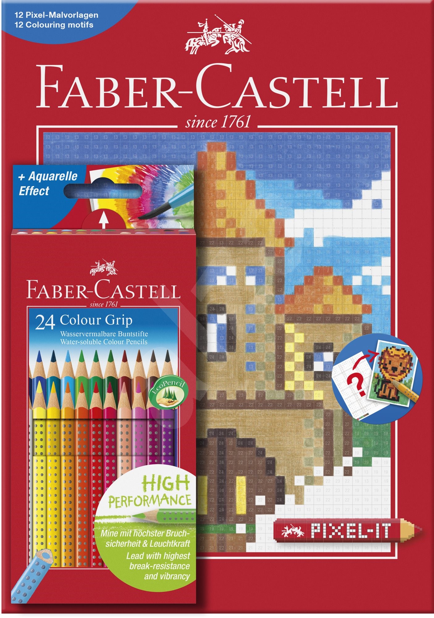 Buntstifte Faber-Castell Grip 2001 + Pixel-It Malvorlagen - Bundstifte