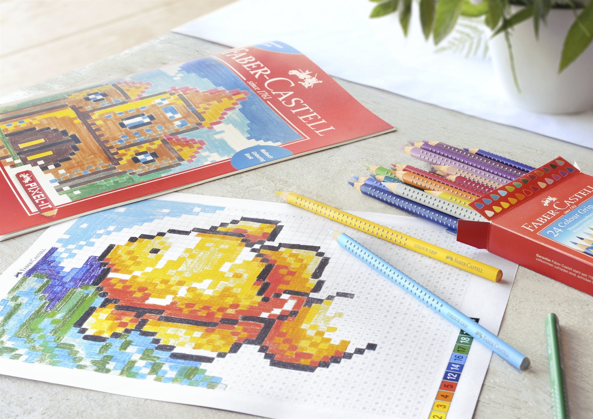 Buntstifte Faber-Castell Grip 2001 + Pixel-It Malvorlagen - Bundstifte