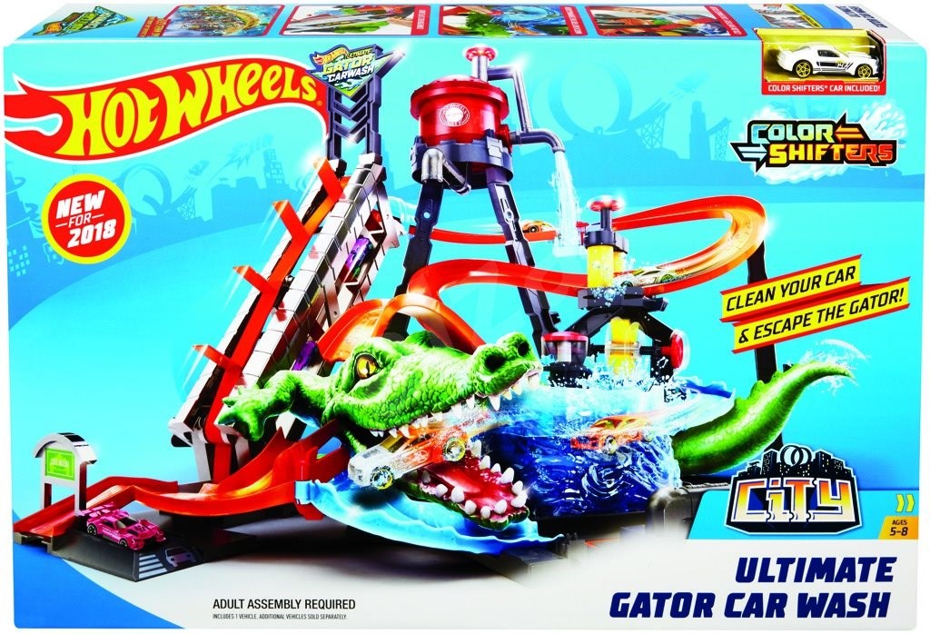 Hot Wheels City Ultimative Waschanlage mit Alligator Autorennbahn