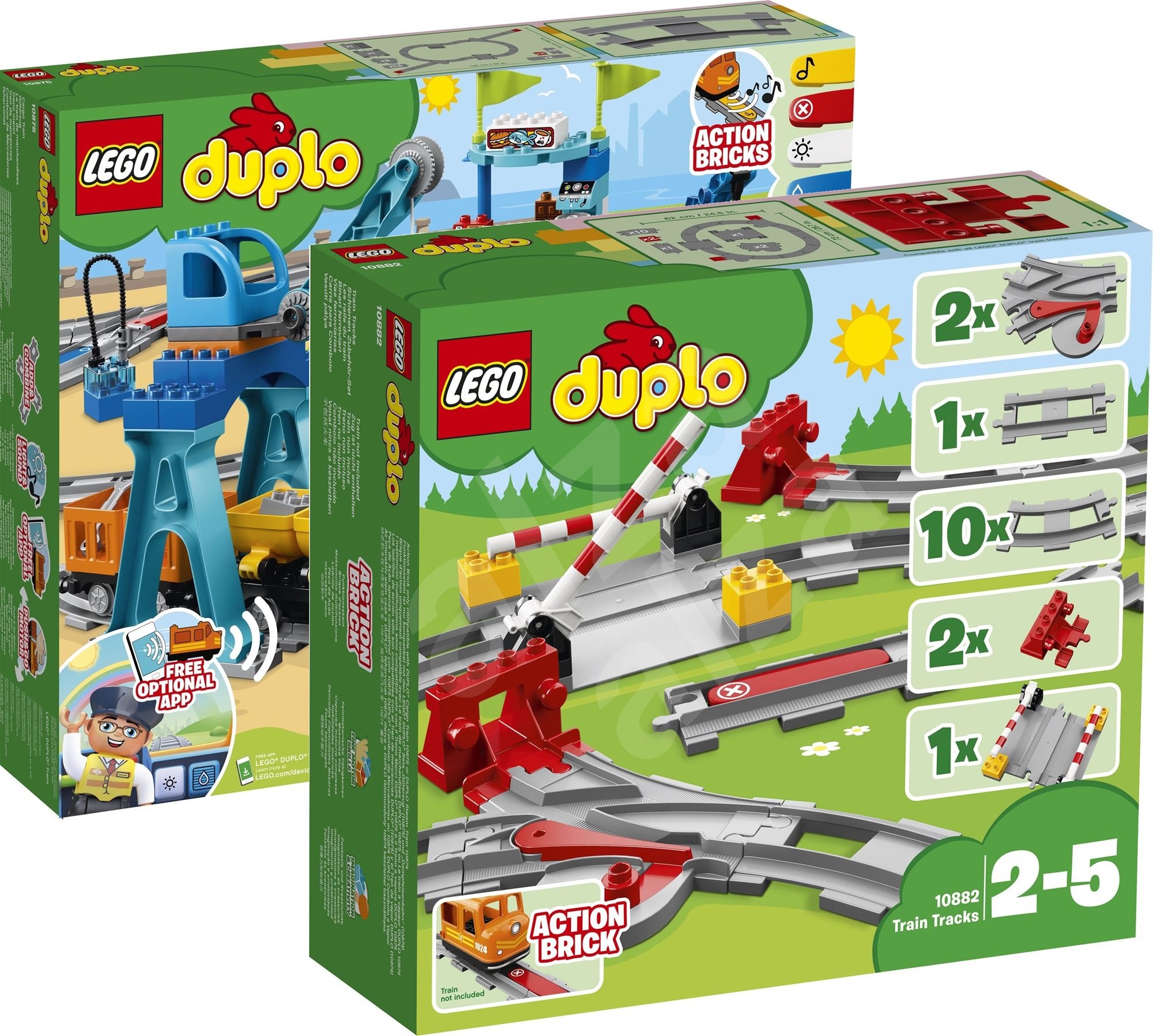 LEGO DUPLO 10875 Güterzug + 10882 Eisenbahnen + 10872 Zugzubehör ...