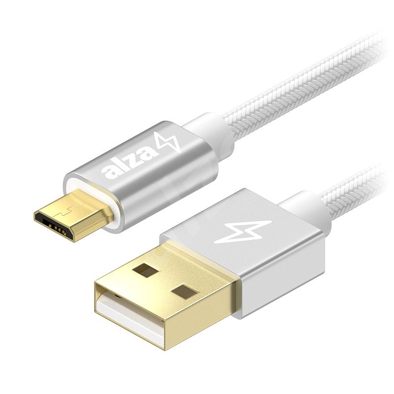 AlzaPower AluCore Micro USB 1 m Silver - Datenkabel