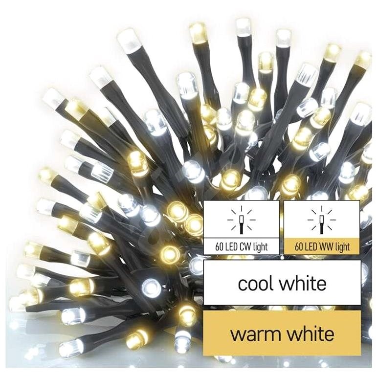 EMOS LED-Weihnachtslichterkette, 12 m, innen und außen, warm/kaltweiß, Timer - Lichterkette