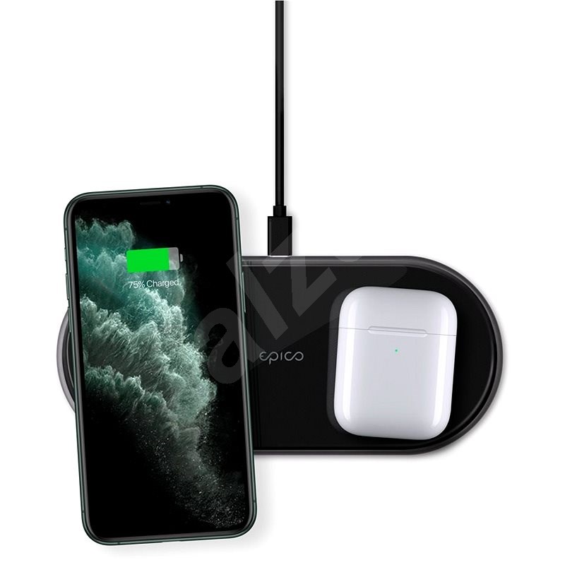 Epico Ultraslim Dual Wireless Charger mit Adapter - schwarz - Kabelloses Ladegerät