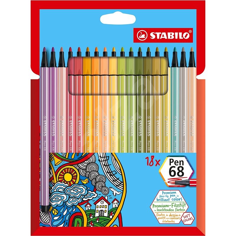 STABILO Pen 68 - Neue Farben - Packung mit 18 Farben - Filzstifte