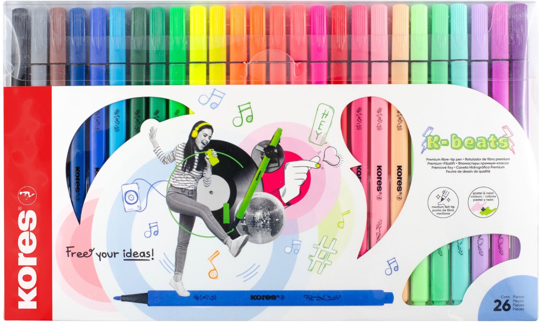 KORES K-Beats, mittelgroße Spitze - Set mit 26 Farben